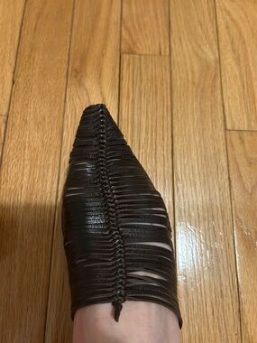 Women’s Brown Pointed Woven Slip-On Flats